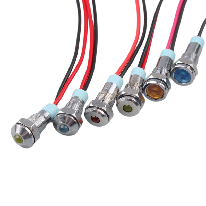 LED metal indicator light signal light 6mm 8mm10mm12mm universal waterproof indicator light 6V 12v 24v 220V