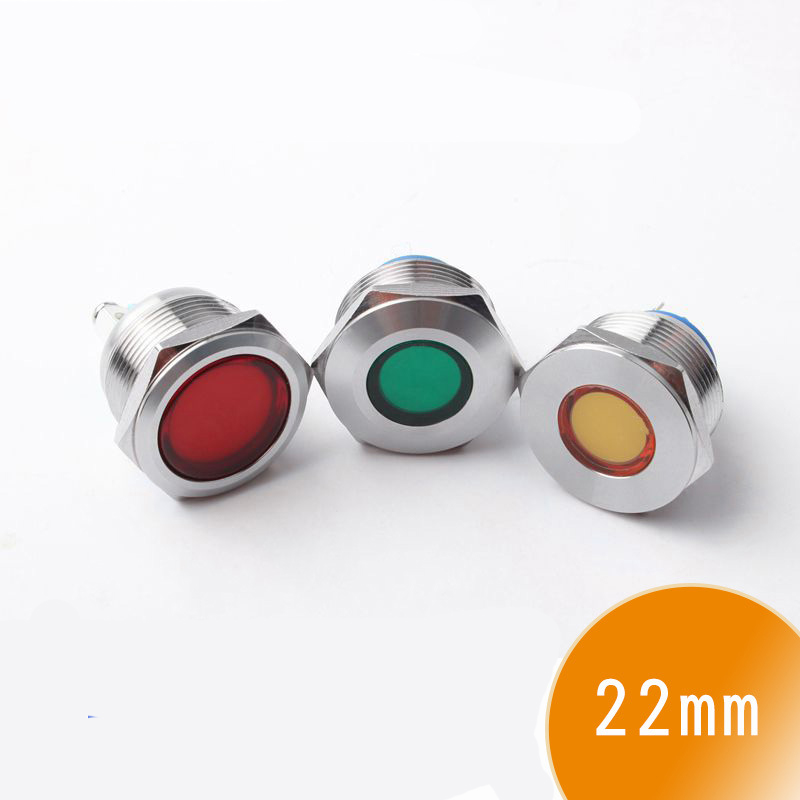 22mm LED metal signal indicator light 3v 5v 6v 12v 24v power light