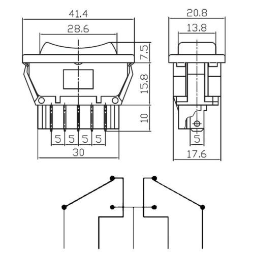 20A DPDT 5-pinski preklopni prekidač za električni prozor za automobil (7)
