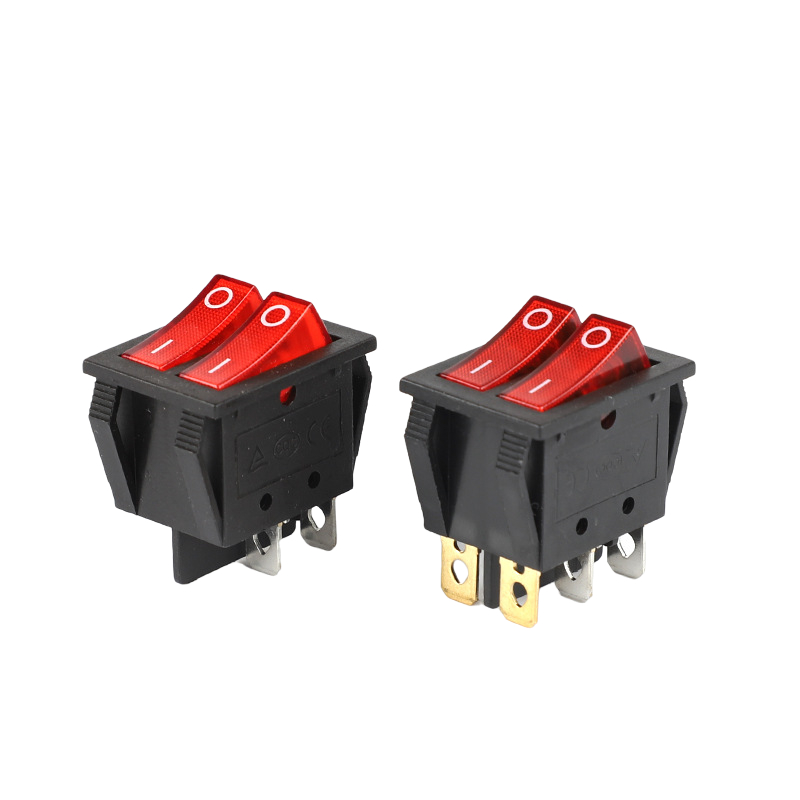 DENO High quality single pole double throw KCD3 T85 1E4 3-position illuminated rocker switch