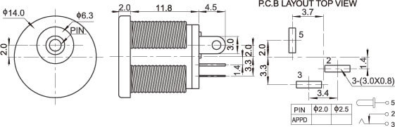 Gniazdo zasilania prądem stałym 5521 5525 Środkowy PIN 2,0 mm Złącze zasilania prądem stałym 2,5 mm