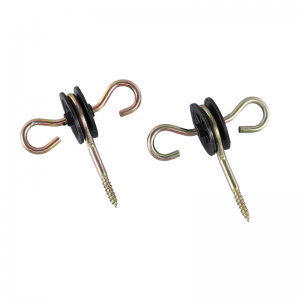 Electric fence plastic black screw-in hook gate handle insulator for wood post