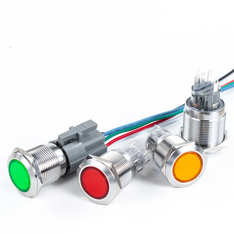 LED metal indicator light stainless steel power signal light 6/8/12/16/19/22MM red and green two colors