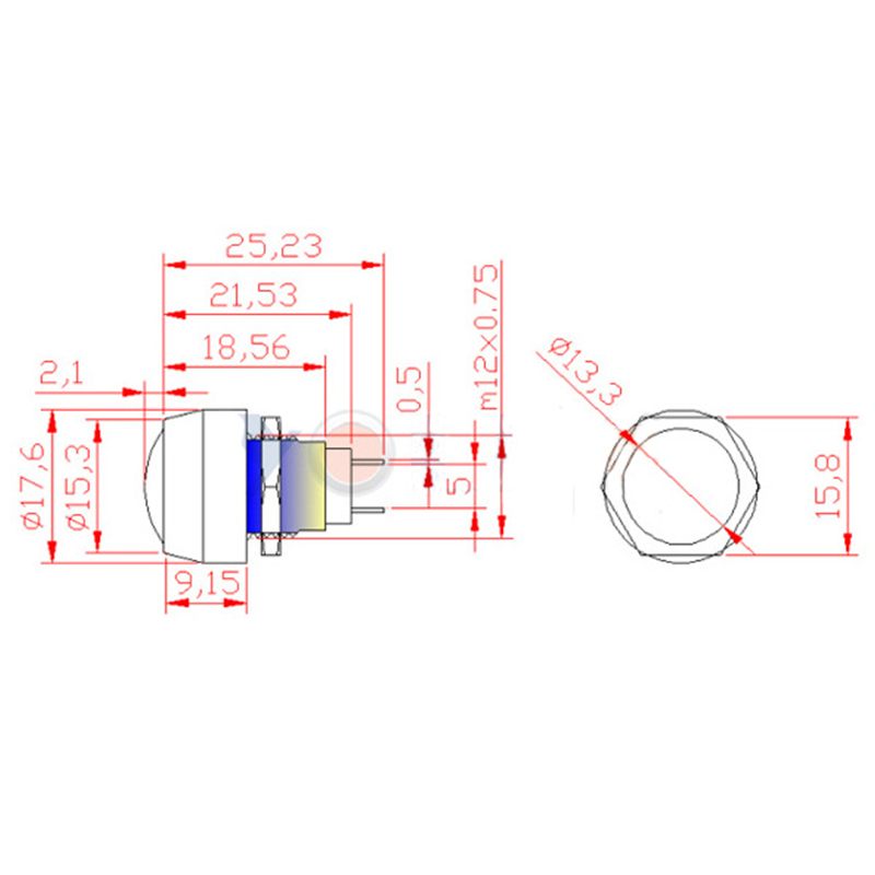 12mm momentary push button switch