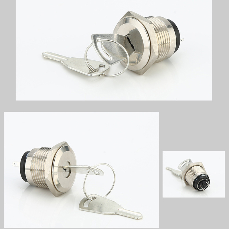 Metal push button switch with key