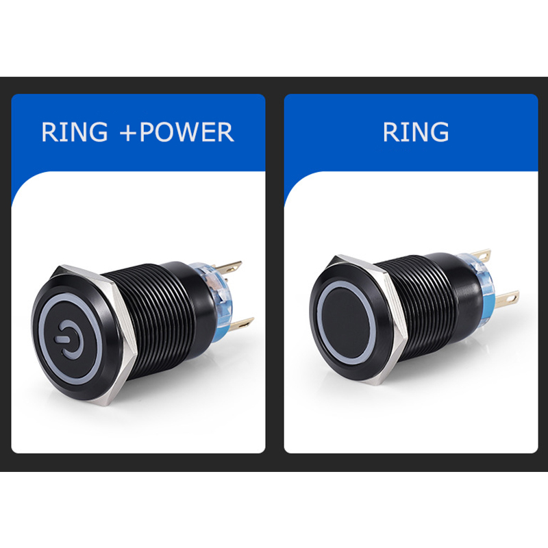 Aluminum alloy oxidation black color push button switch with led