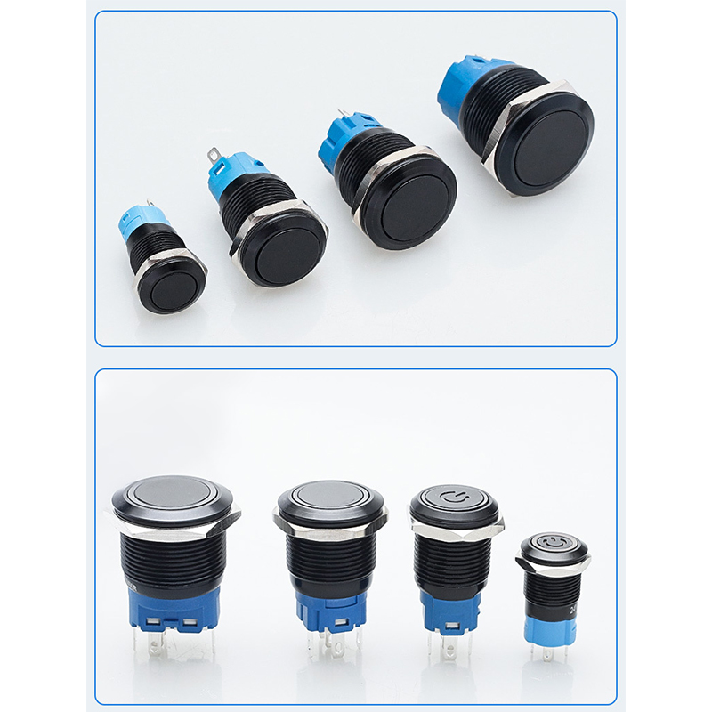 Aluminum alloy oxidation black color illuminated push button switch