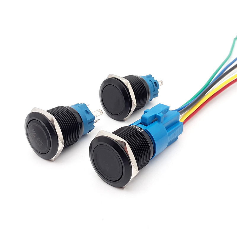 Aluminum alloy oxidation black color illuminated push button switch