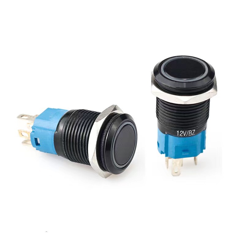 Aluminum alloy oxidation black color illuminated push button switch