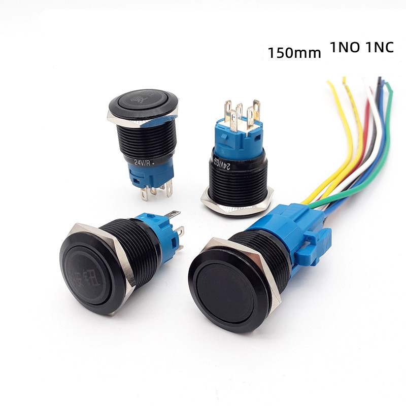 Aluminum alloy oxidation black color illuminated push button switch