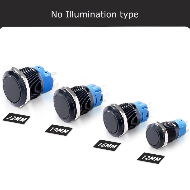 Aluminum alloy oxidation black color illuminated push button switch