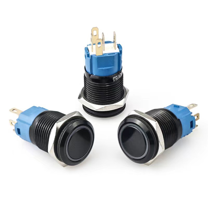 Aluminum alloy oxidation black color illuminated push button switch