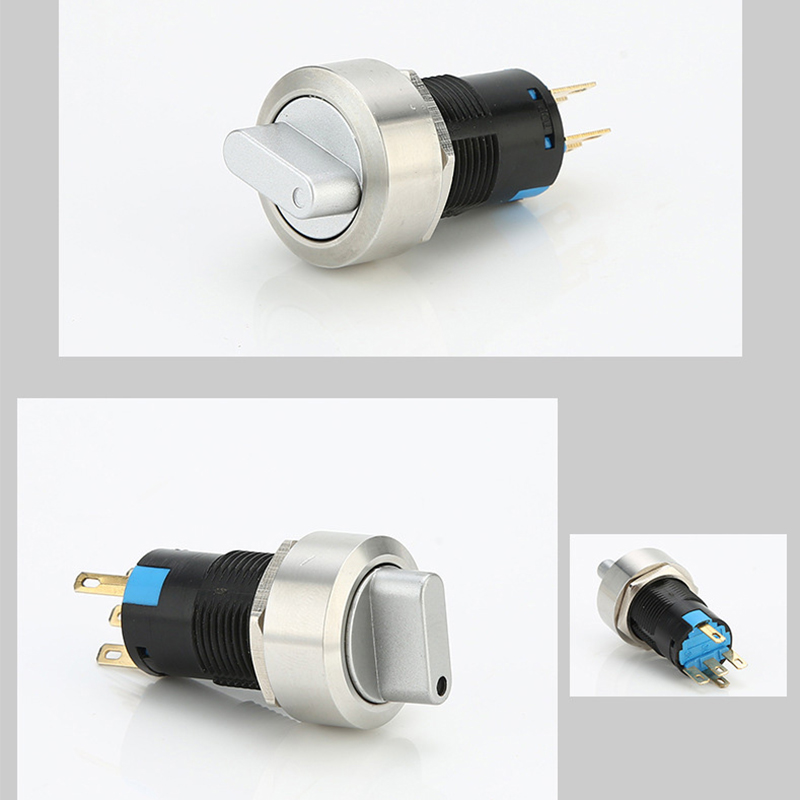 Rotary metal push button switches
