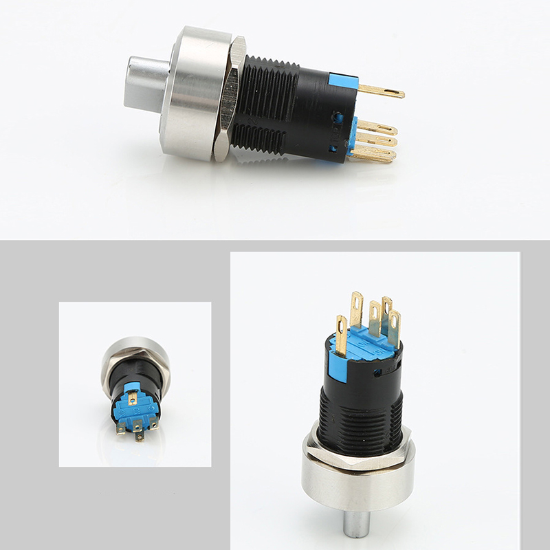 Rotary metal push button switches