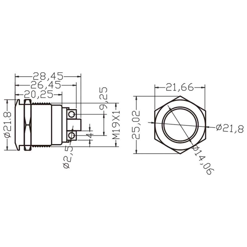 LED metal indicator light stainless steel power signal light 6/8/12/16/19/22MM red and green two colors