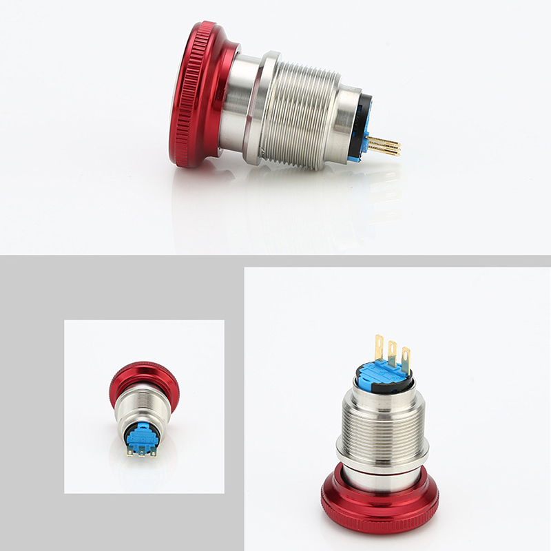 Waterproof stainless steel metal 22mm emergency stop mushroom head button switch anti-accidental power supply round start button switch