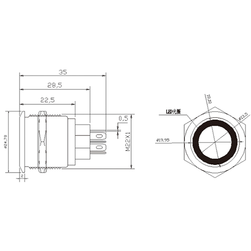 Metal button switch self-locking self-restoring waterproof ring touch switch power button