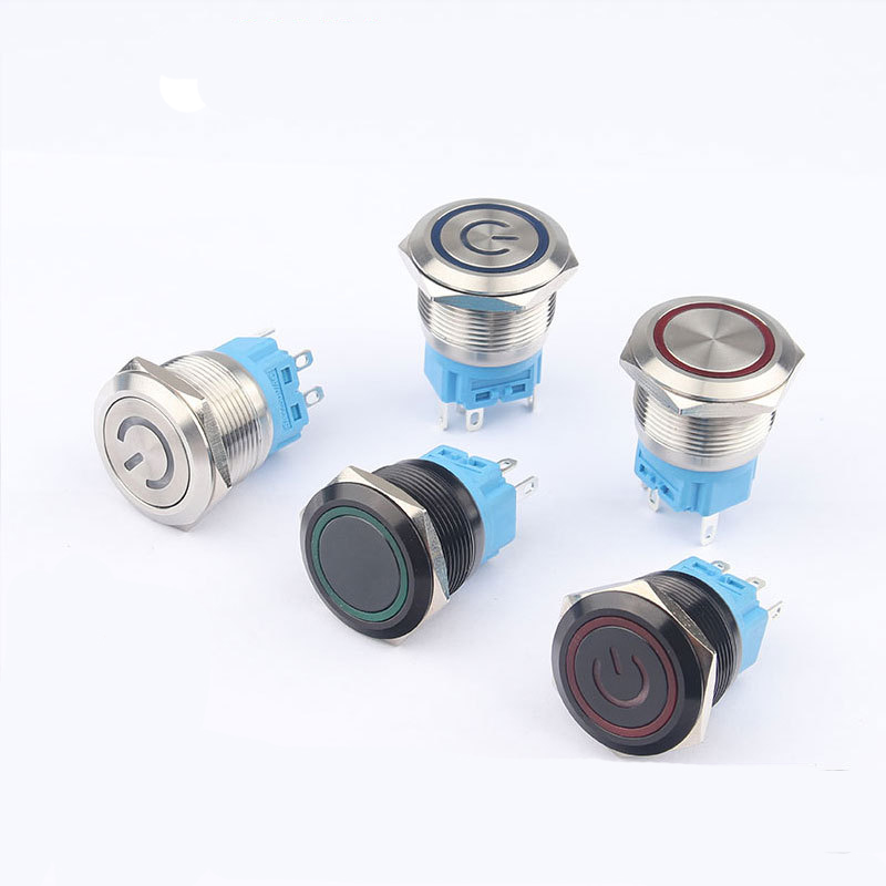 Metal button switch self-locking self-restoring waterproof ring touch switch power button