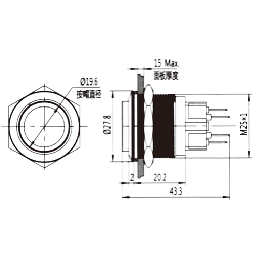 Metal button switch LED waterproof self-locking self-resetting power equipment start button