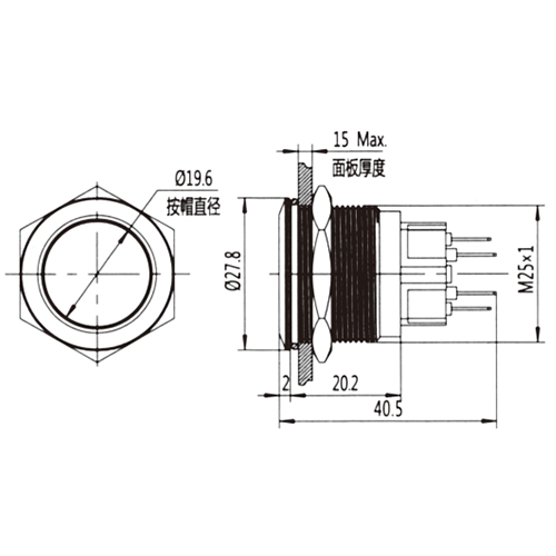 Metal button switch LED lighted waterproof and dustproof switch