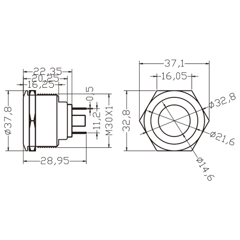 Plane spherical surface with wire screw feet and welding feet two-color and three-color signal lights