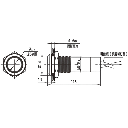 LED metal indicator light signal light 6mm 8mm10mm12mm universal waterproof indicator light 6V 12v 24v 220V