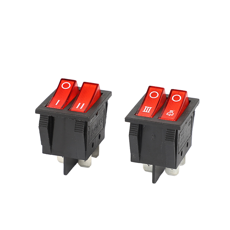 DENO High quality single pole double throw KCD3 T85 1E4 3-position illuminated rocker switch