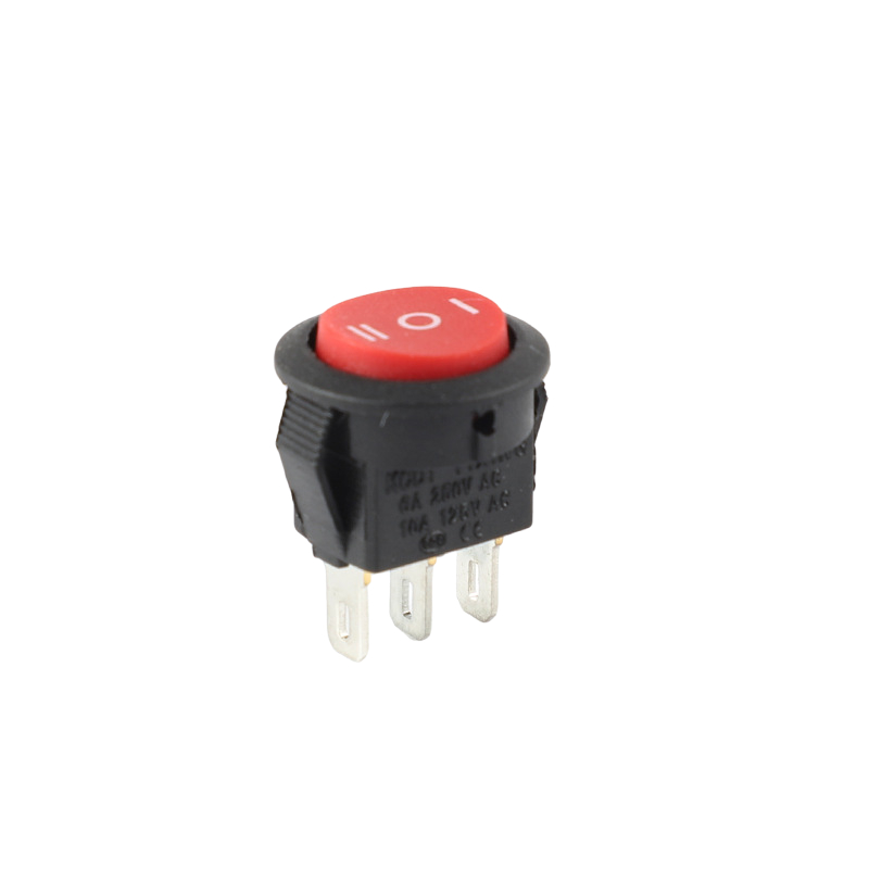 DENO KCD1 20mm Round Black 3 Pin 12A/250V AC 3 Position SPDT ON-OFF-ON Rocker Switch Snap-in